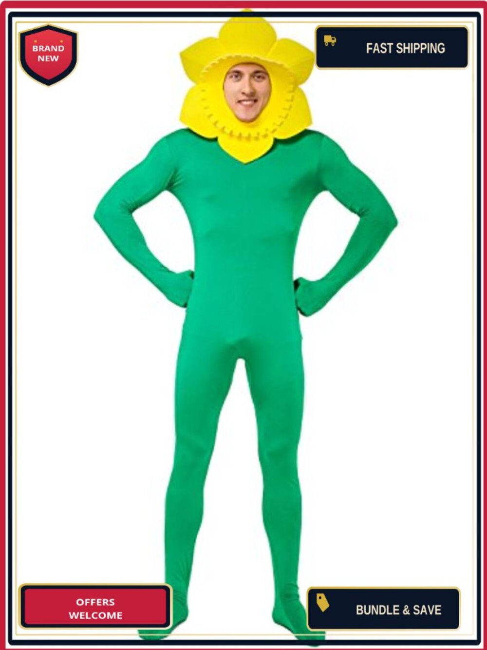 Adult Men Sunflower Costume Funny Halloween Cosplay Bodysuit